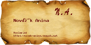 Novák Anina névjegykártya