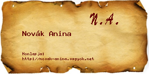 Novák Anina névjegykártya